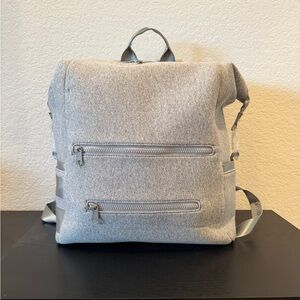 Neoprene Diaper Backpack – Structured Minimalist Travel Bag – Heather Grey